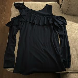 Ruffle detail cold shoulder top